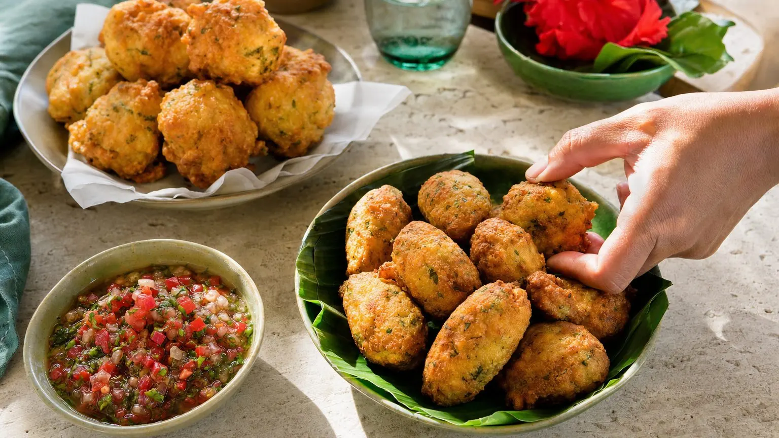 Pataniscas et bolinhos de bacalhau dorés, les deux accras de morue portugais